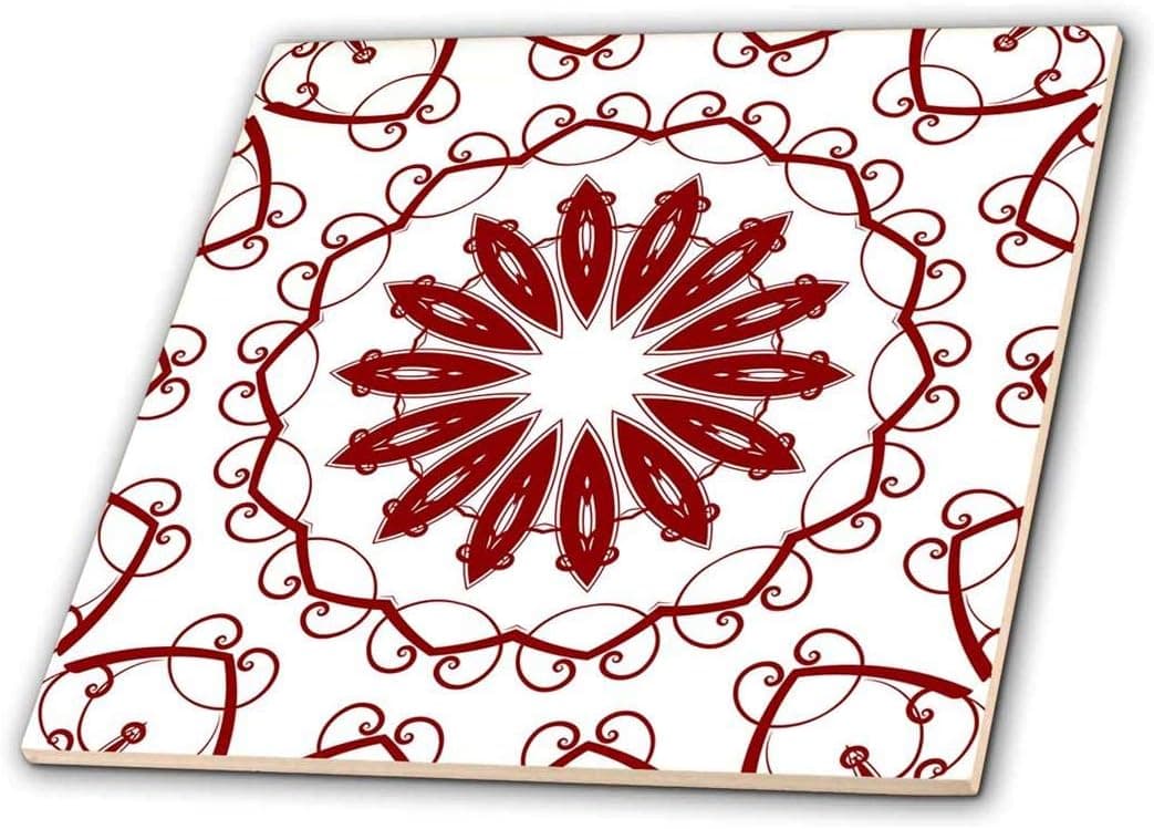 3dRose Red and Black Mandala Plate - Ceramic Tile, 6-inch (ct_42008_2)