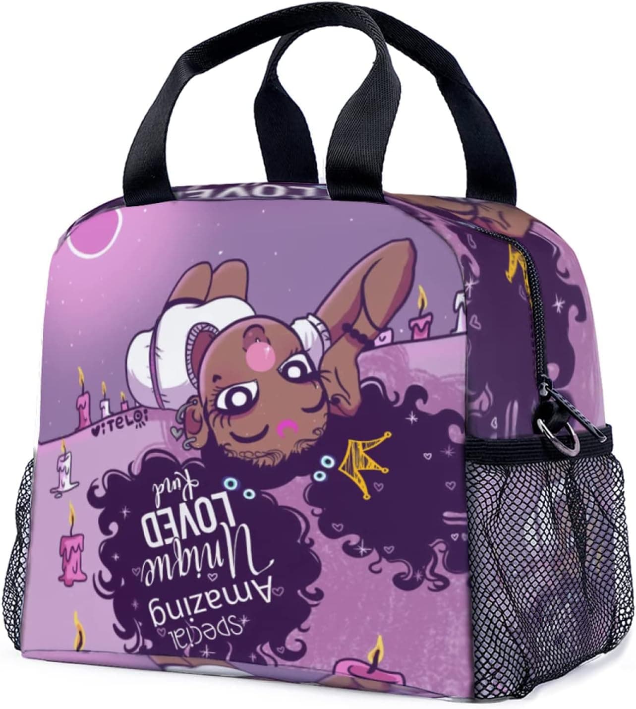 Black Girl Lunch Bag Durable African Lunch Box Reusable Lunch Tote Bag for Women School Office Picnic Travel