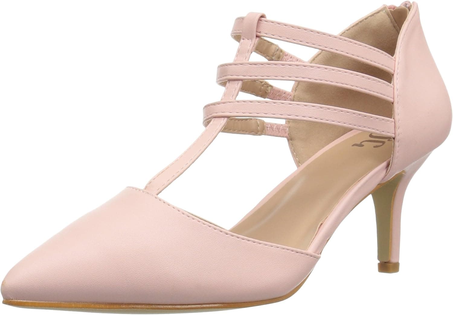 Brinley Co. Womens T-Strap Pointed Toe Matte Dress High Heel