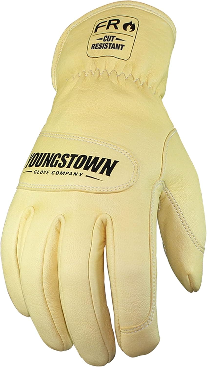 Youngstown Glove Leather Ground Utility Gloves for Men - Kevlar Lined - Cut, Puncture, Flame Resistant, Arc Rated, Tan