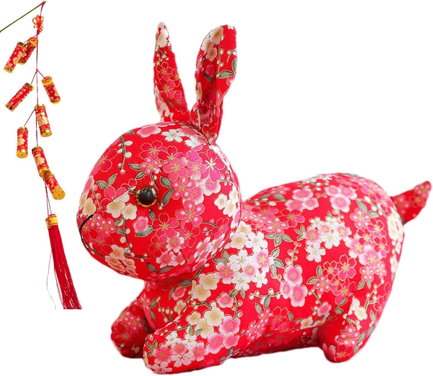 Littryee Chinese Mascot Rabbit Plush Doll, 2023 Chinese New Year Zodiac Rabbit Stuffed Animals Decorations, Chinese Bunny Plush Dolls Luck Rabbits Toys Gift for Home Party Indoor Table Decorations