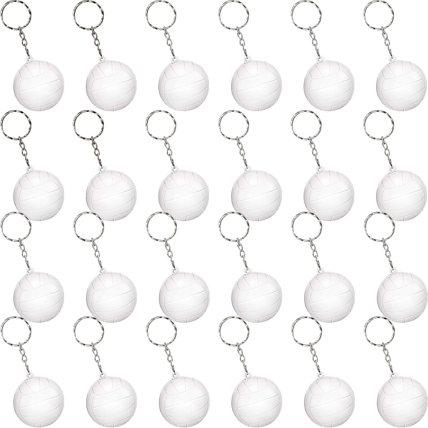 Blulu 50 Pack White Volleyball Keychains for Party Favors, School Carnival Reward, Party Bag Gift Fillers (Volleyball Keychains, 50 Pack)