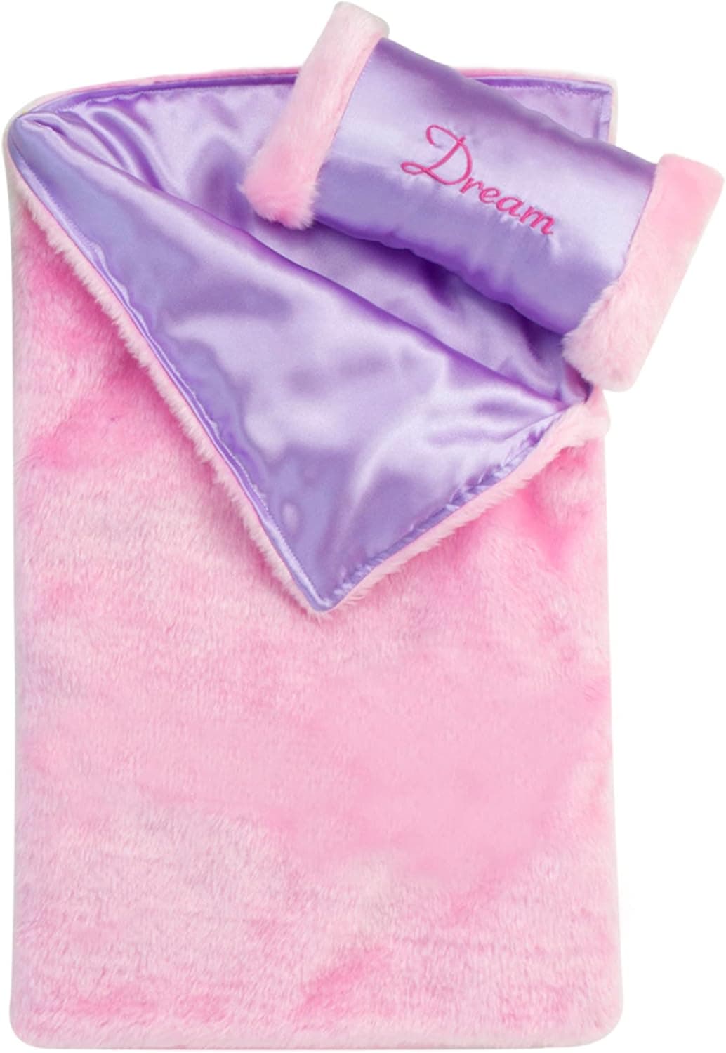 Sophia's - 18" Doll - Satin/Fur Sleeping Bag & Pillow - Light Pink