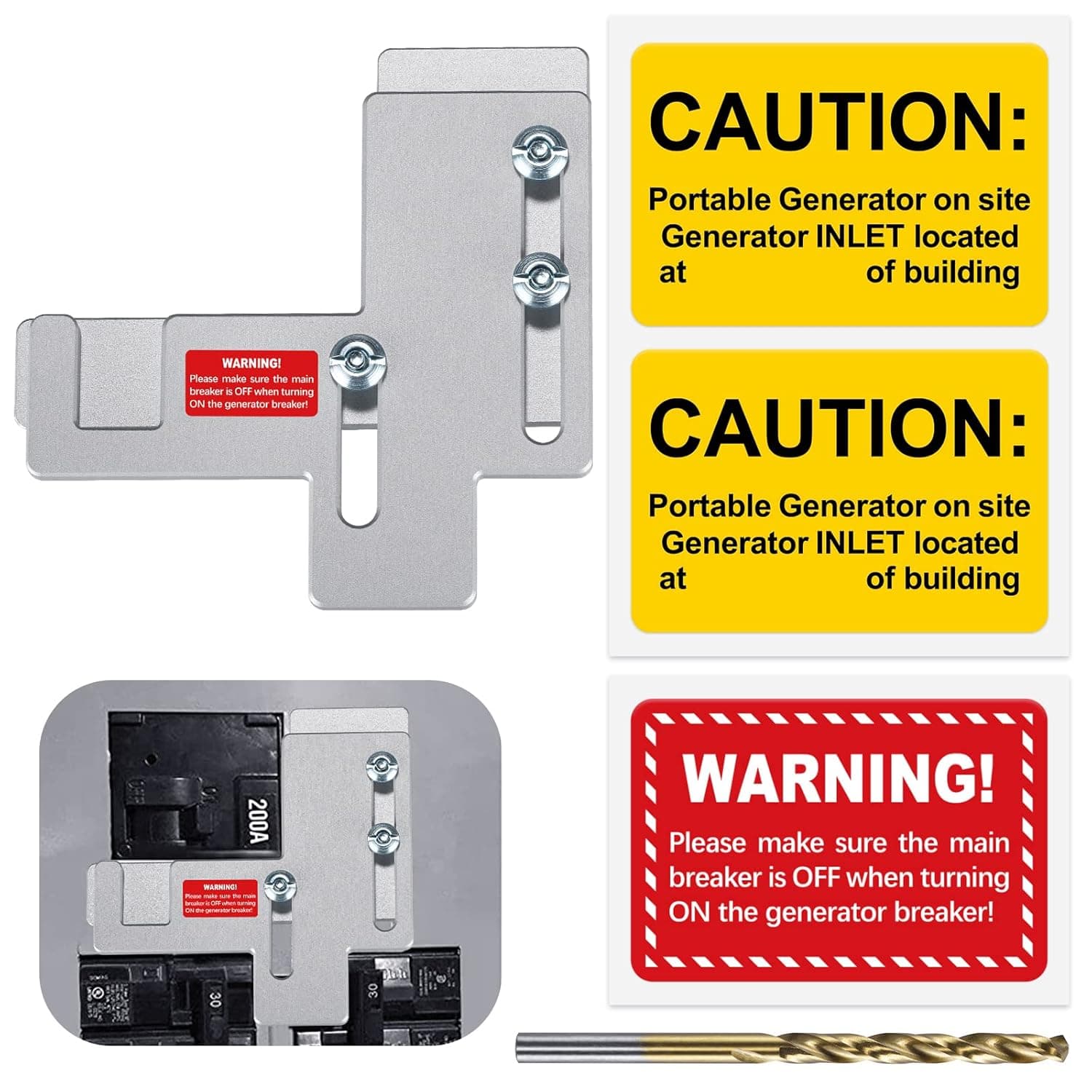 LATING Generator Interlock Kit for Siemens or Murray Panels with 7/8 to 1 1/4 Inches Spacing, 150 or 200 Amp, Silver