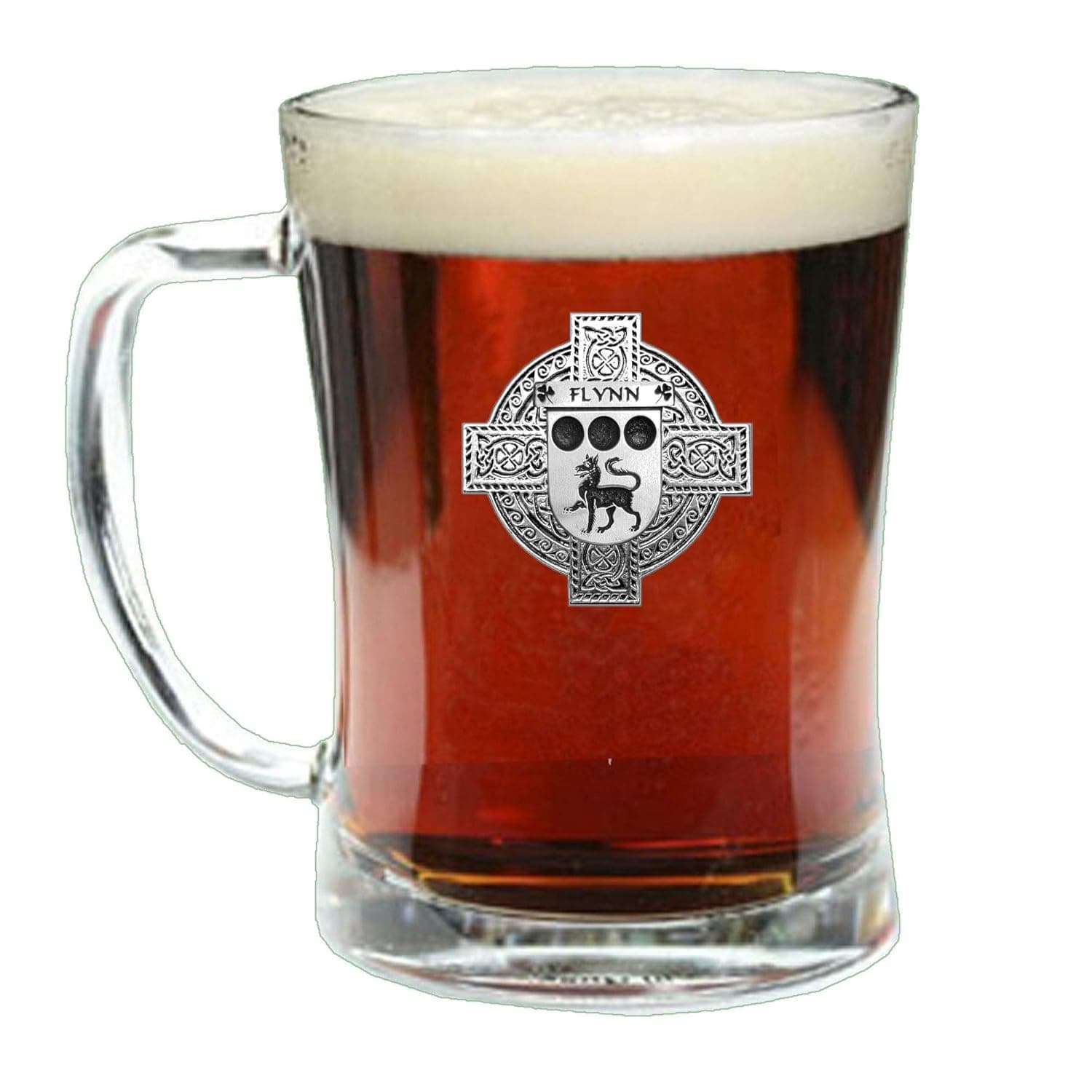 Flynn Irish Coat of Arms Badge Beer Mug Glass Tankard