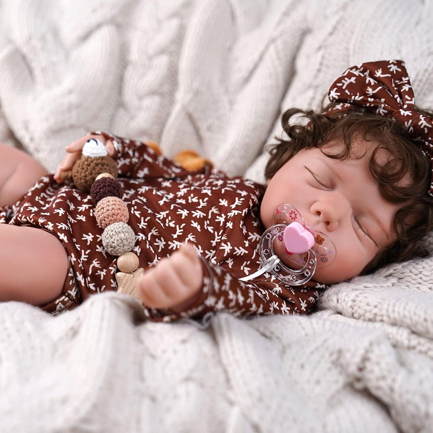 JIZHI Lifelike Reborn Baby Dolls - 18-inch Soft Body Realistic-Newborn Baby Dolls Sleeping Reborn Baby Girls with Bow Headband Handmade Real Life Baby Dolls with Clothes Gifts Box for Kids Age 3 +1