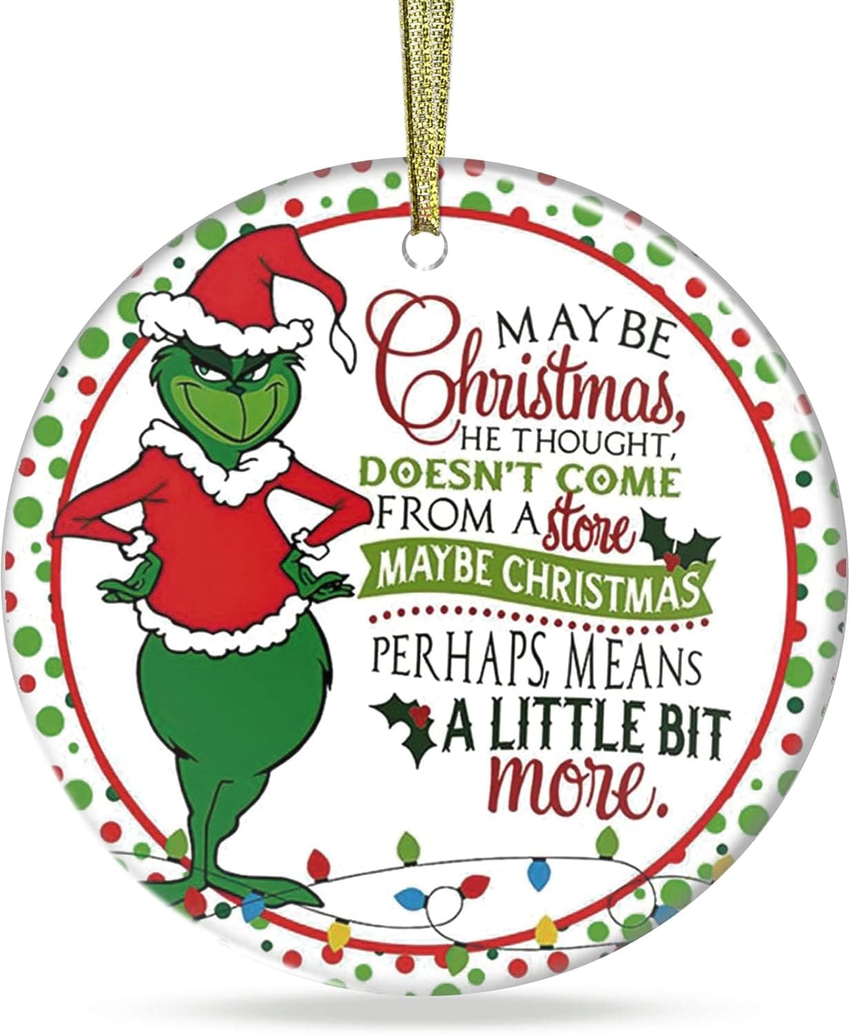 Nymerianoble Christmas Tree Decorations Funny Grinch Ornament 2022 Christmas Tree Ornaments Two-Side Printed Green Ornaments for Christmas Trees Xmas Hanging Decor