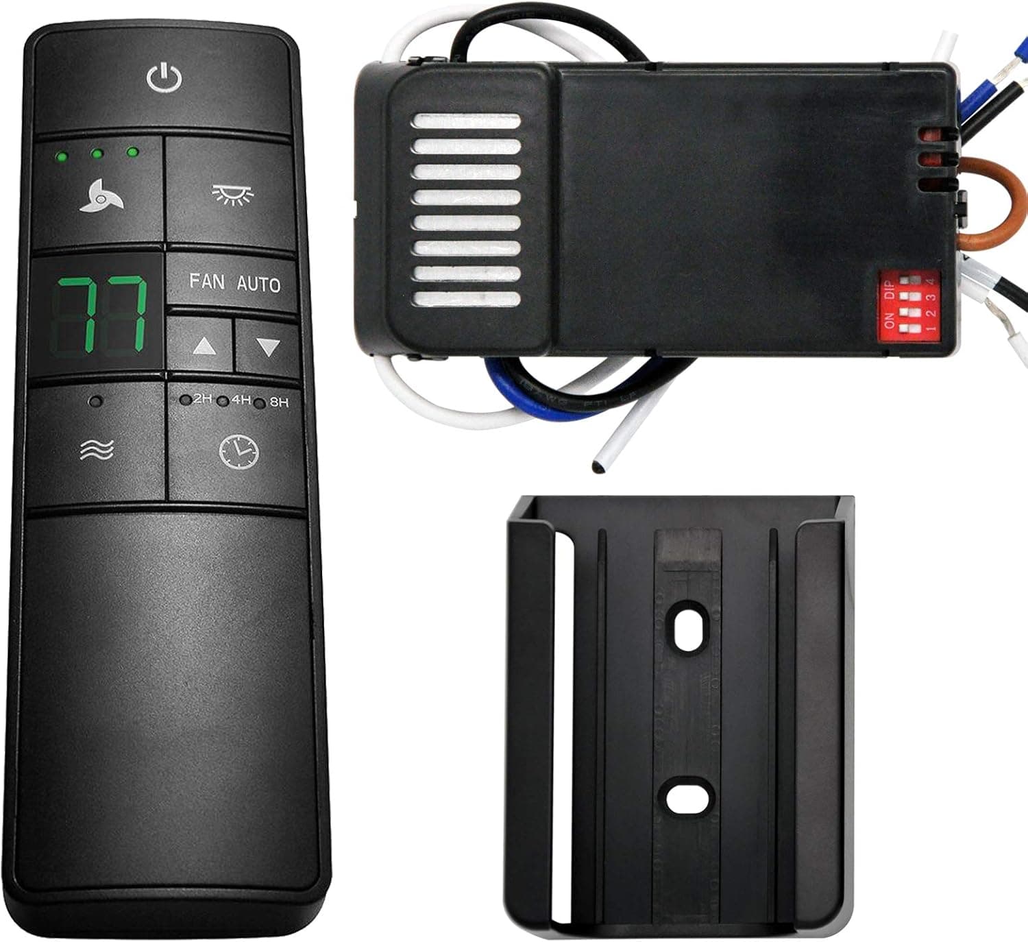 Universal Thermostatic Ceiling Fan Remote Control Kit with Holder, Replacement for Hampton Bay, Hunter, Home Decorators Collection, Harbor Breeze, 3-Speed, Timer, Light Dimmer, HD3 Kit w/Holder