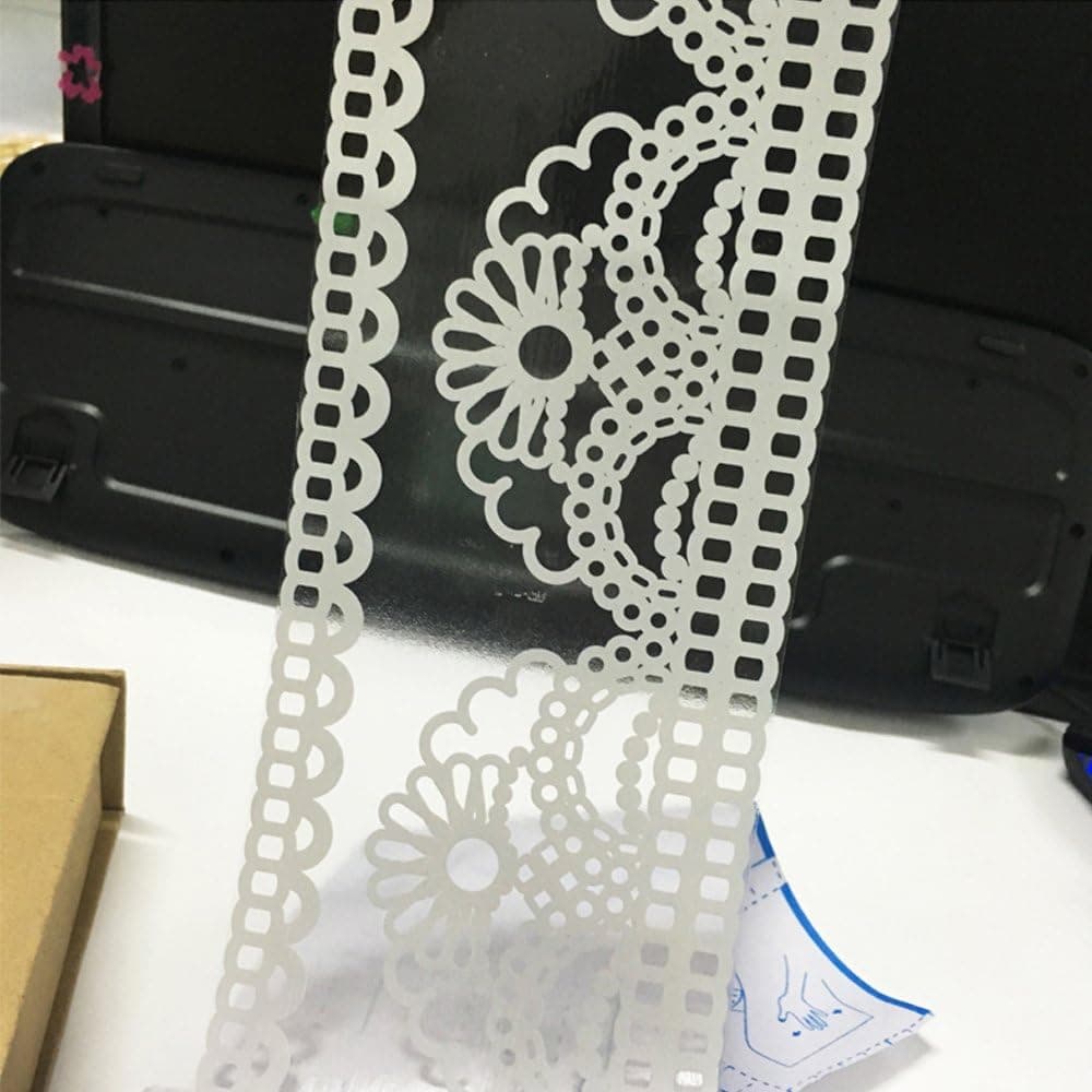 SimpleLife4U White Lace Transparent Removable Wallpaper Border Shop Display Window Sticker Bathroom Mirror Decor Fan Pattern