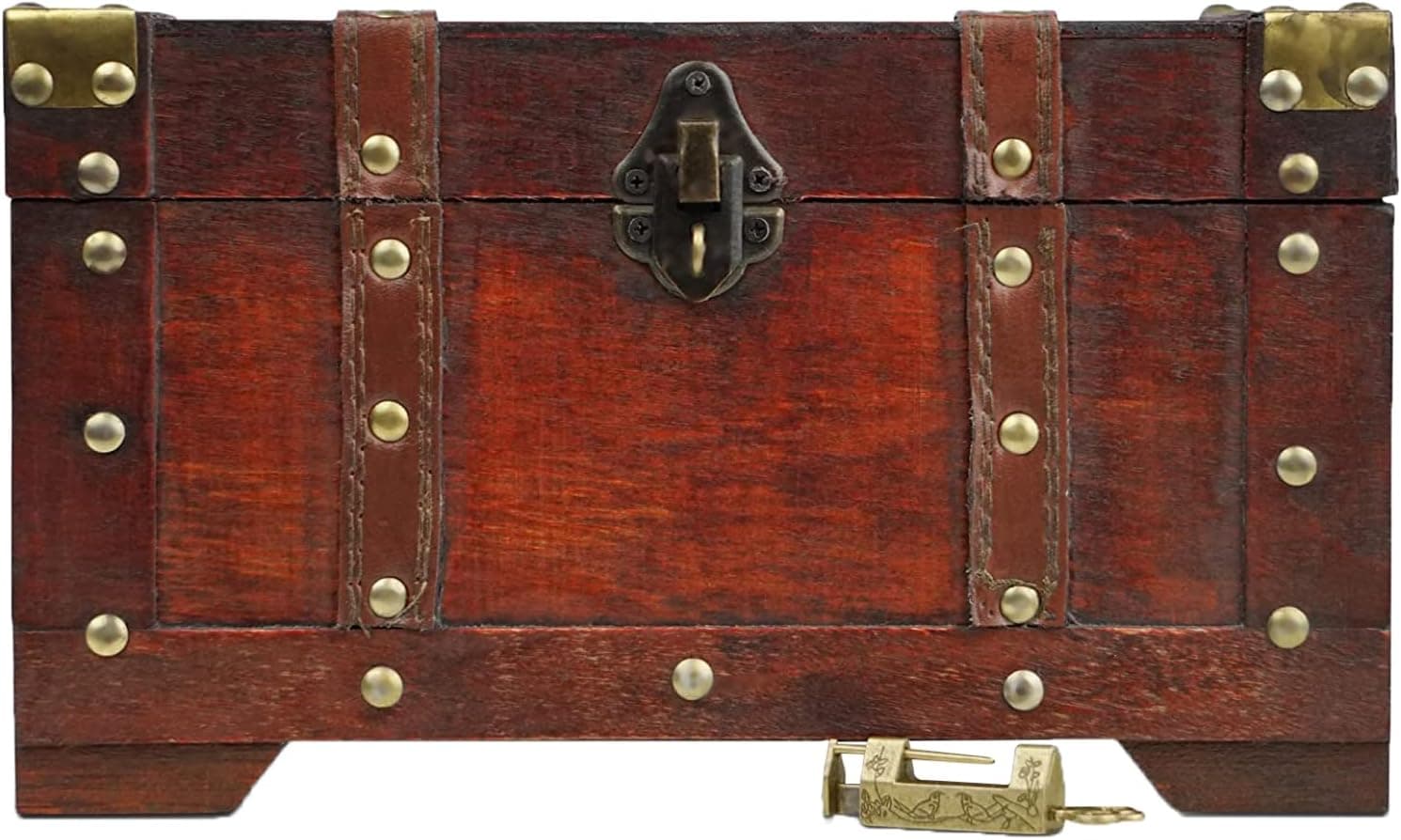 Brynnberg - Pirate Treasure Chest Storage Box - Miami 11x6.7x6.3 - Durable Wooden Treasure Chest with Lock - Unique Handmade Decorative Wood Storage Box - Vintage Wood Chest Box - The Best Gift
