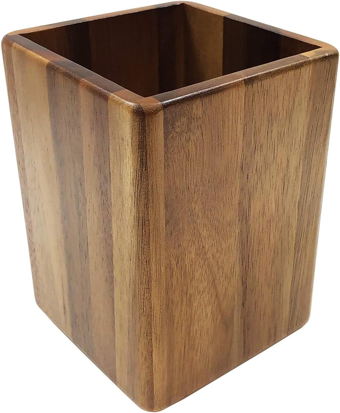 Tablecraft Elements Collection Utensil Holder, 4.375" x 4.375" x 5.875", Acacia