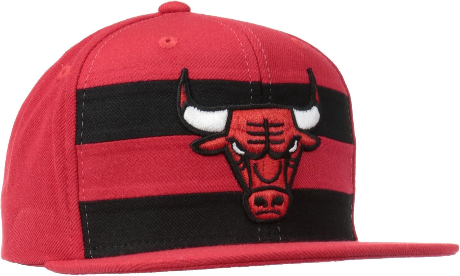 NBA Chicago Bulls Snapback Striped Front Cap, Red, One Size Fits All
