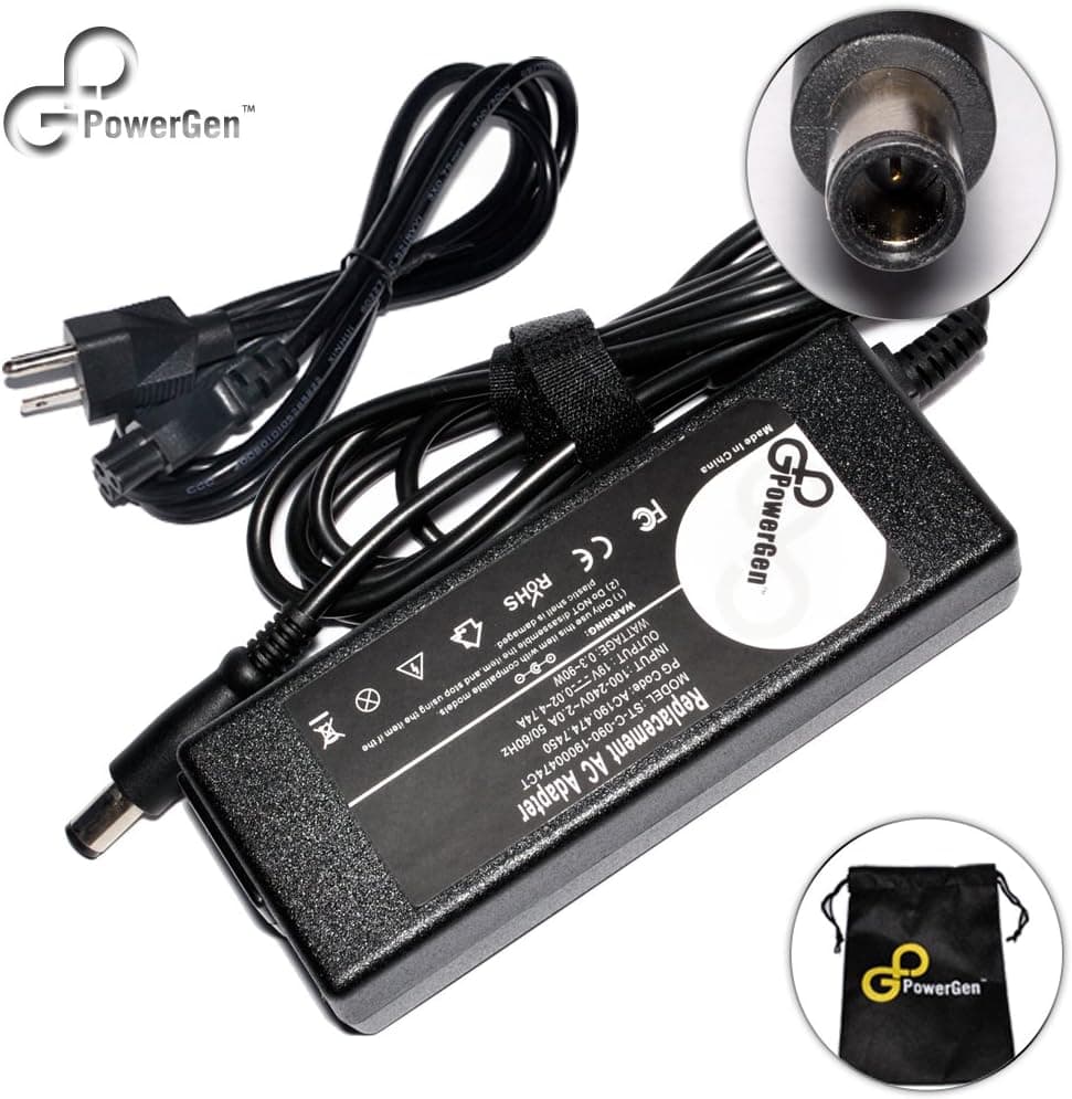 PowerGen Laptop Battery Charger / Power Supply / AC adapter for HP Compaq Presario 2510P 2533T CQ40 CQ45 CQ60 CQ61 CQ62 CQ50 CQ50-115NR CQ70 CQ50-110us CQ60 FE869UA 90w Free Carrying Punch & All Comes with 1yr Limited Warranty