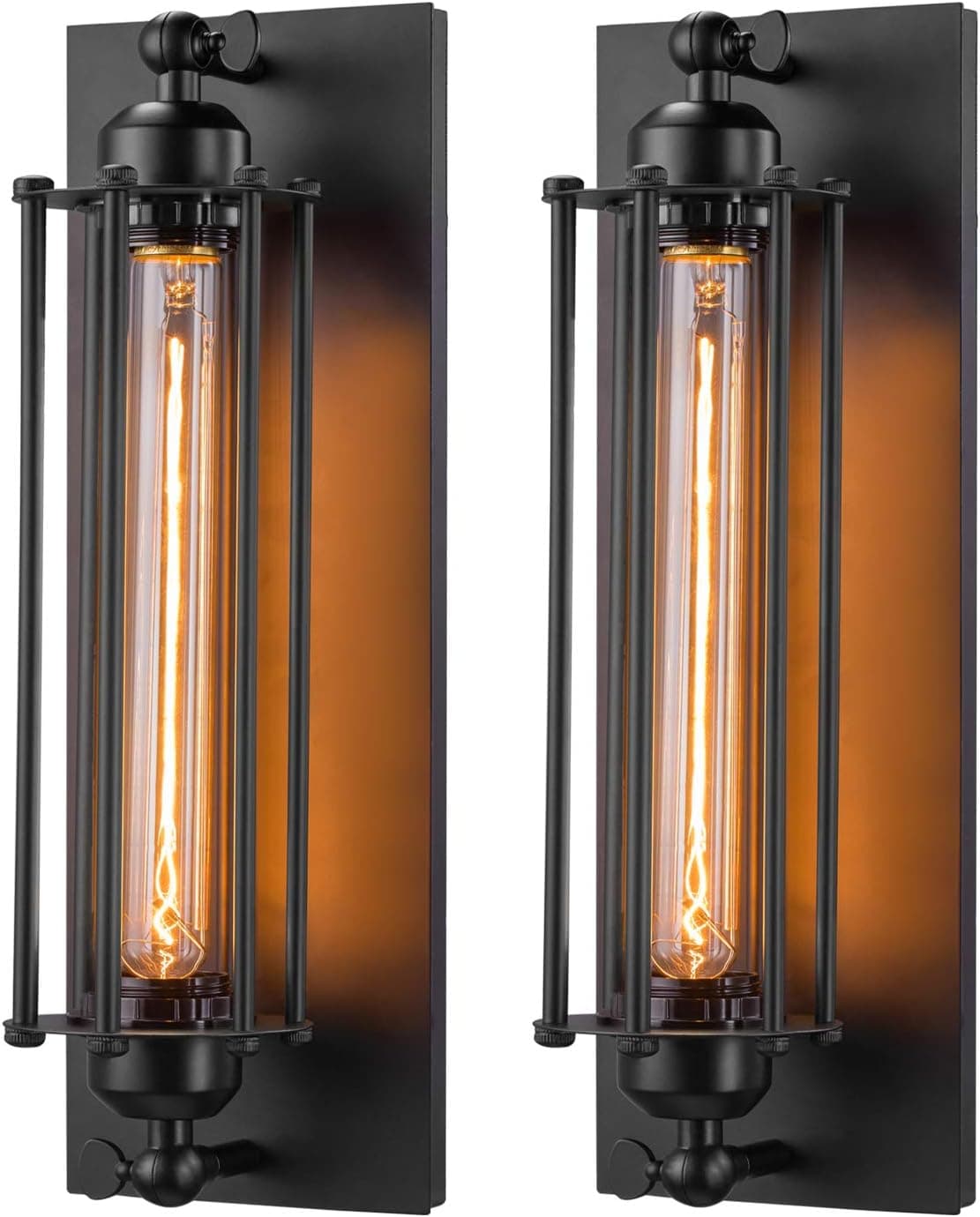 Licperron Sconces Wall Lighting, Industrial Black Wall Sconces Antique Wall Light Fixtures for Bedside, Bar, Restaurant, Hallway, Indoor&Outdoor Wall Decor, E26 & E27 Bar Lights, UL Approval, 2 Pack