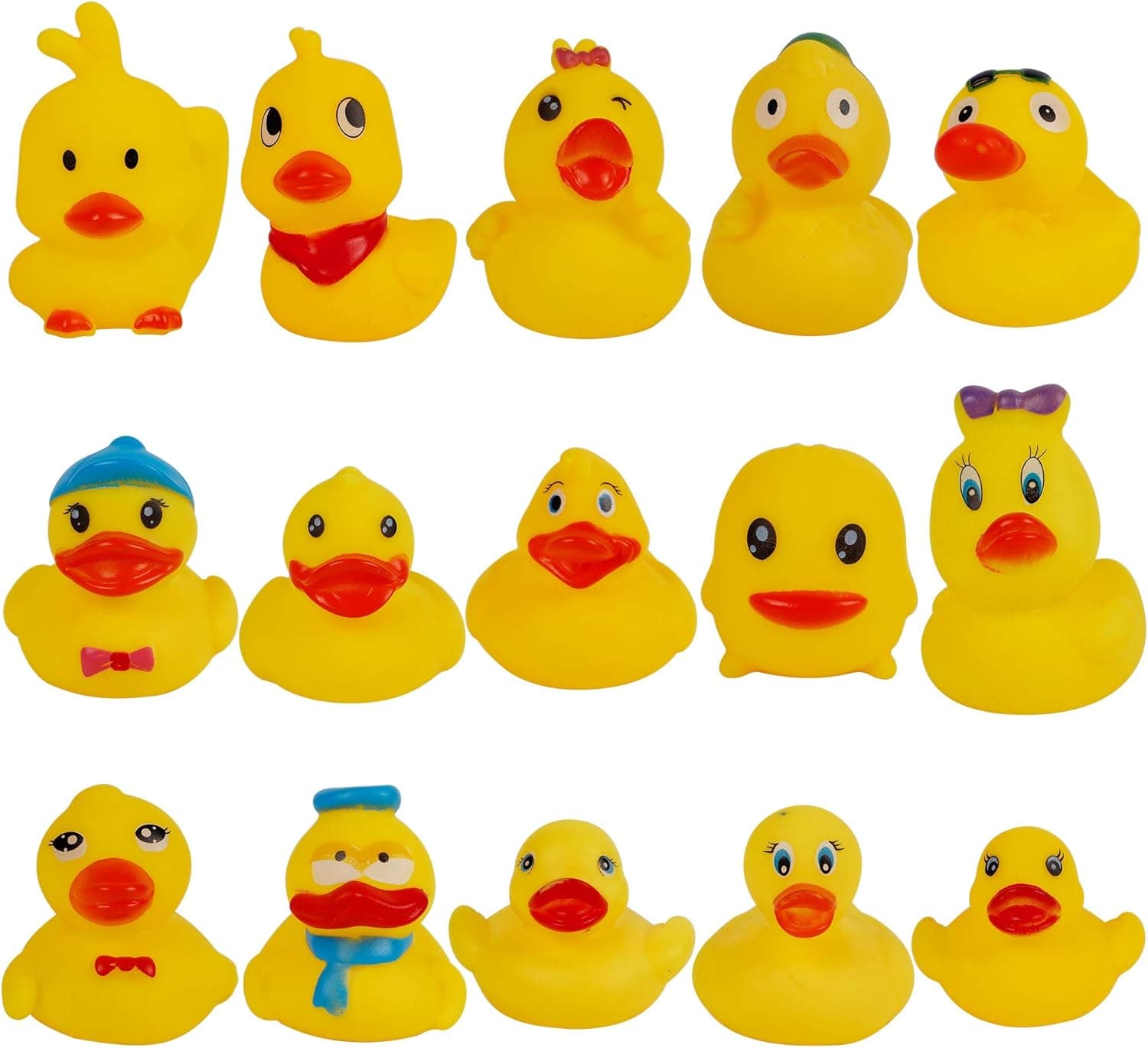Cllayees Set of 15 Duck Bath Toy Rubber Duckies, 2 Inches Bathtub Duck Set Squeak Rubber Floating Duck Baby Shower Bath Tub Pool Toys