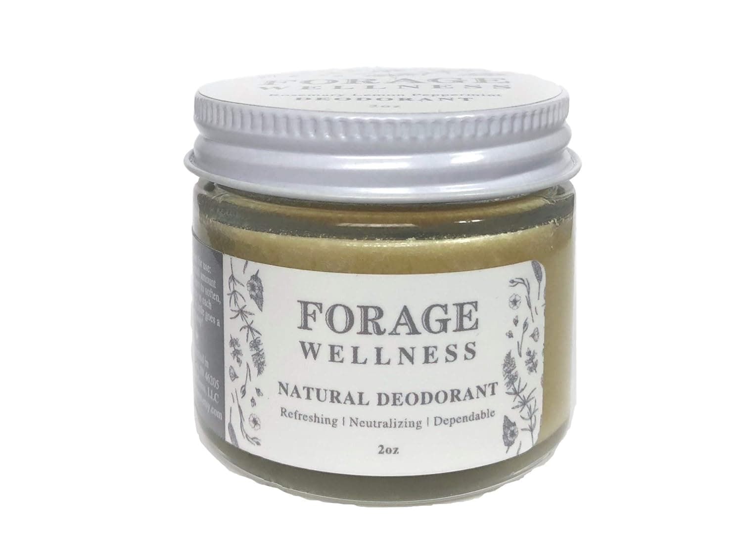 Forage Wellness Natural Deodorant (Rosemary Lemon Peppermint) Zero Waste 2oz Glass Jar