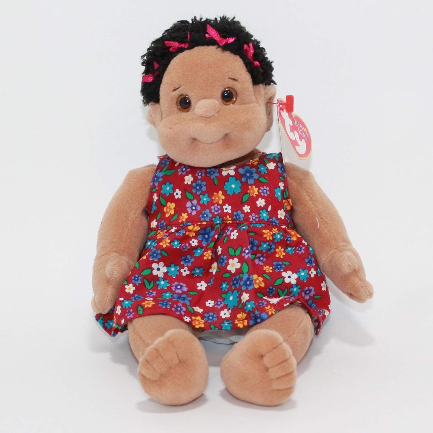 Ty Beanie Kids Cutie 10" African American Cutie Purple Dress with Flowers w/ Mint Tag