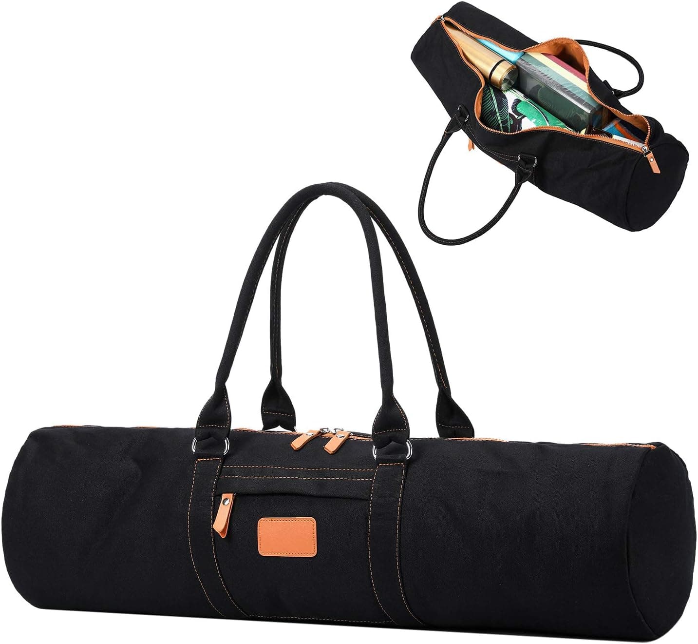 YanHao Yoga Mat Bags Canvas Yoga Mat Carrier with Zipper Pocket for Women and Men(Black)