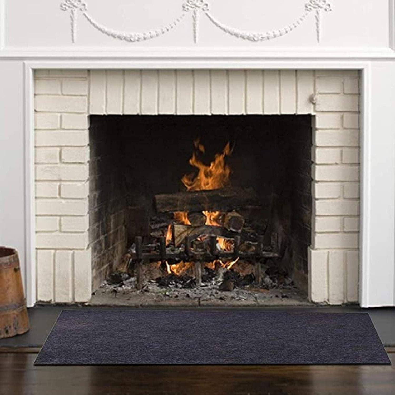 Ussuma Fire Retardant Fiberglass Carpet, Rectangle Hearth Fireplace Area Rug Mat, Fireproof Fireplace Hearth Rug Non Slip Protection Mat Flame Resistant Pad (36x50 Inches) Black