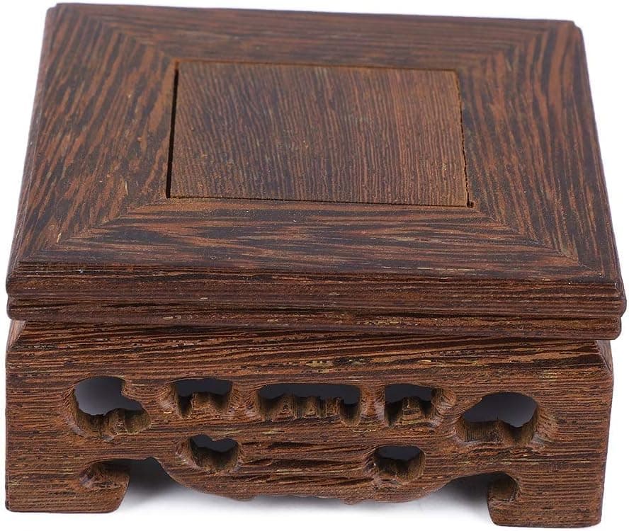 MAGT Wood Display Stand Small Square Teapot Base Vase Decoration Solid Wood Bonsai Pedestal Wooden Base (Size : #1 8 * 8 * 3.7 cm/3.1 * 3.1 * 1.5 in)