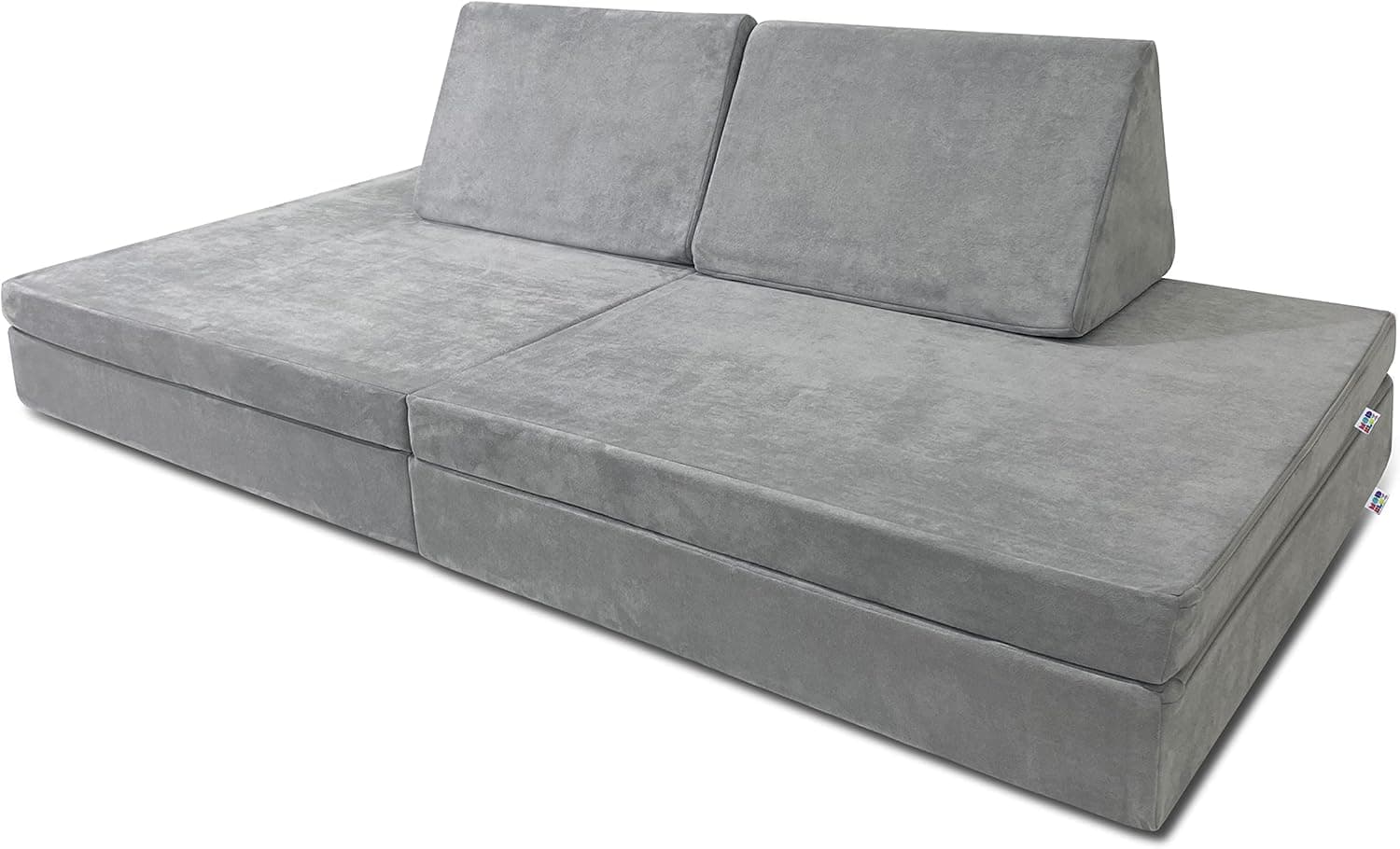 Mod Blox 6 Piece Soft Furniture Playset Modular Microsuede Foam Play Couch for Creative Kids (Light Gray)