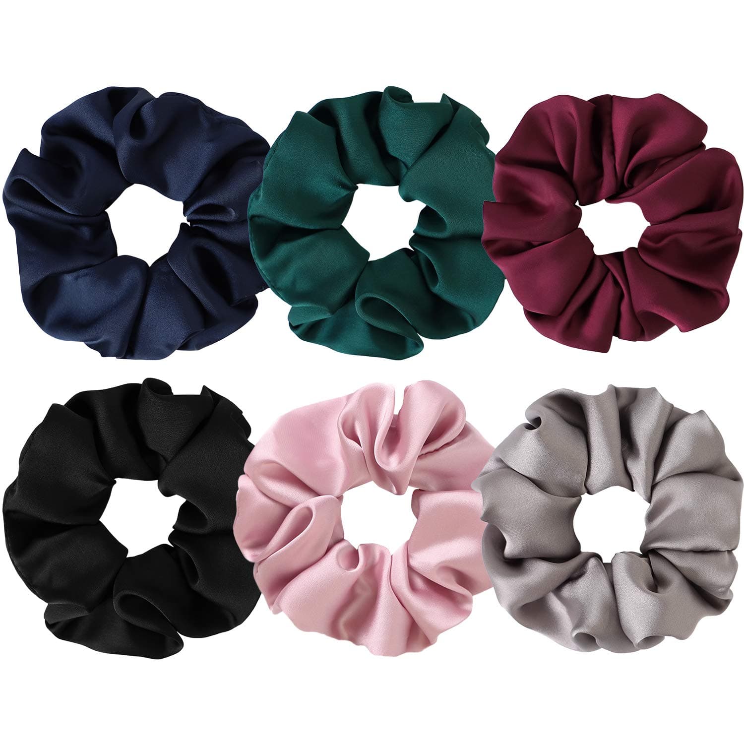 BETITETO Satin Scrunchies Cute Bobbles Ponytail Holder Vintage Hair Bands Ties for Women Girls (6 Pcs Satin Scrunchies)