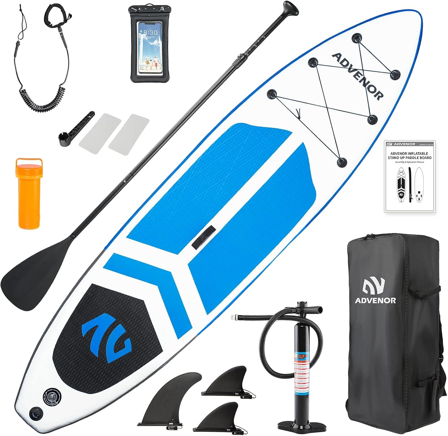 ADVENOR Paddle Board 11'x33 x6 Extra Wide Inflatable Stand Up Paddle Board with SUP Accessories Including Adjustable Paddle,Backpack,Waterproof Bag,Leash,and Hand Pump,Repair Kit
