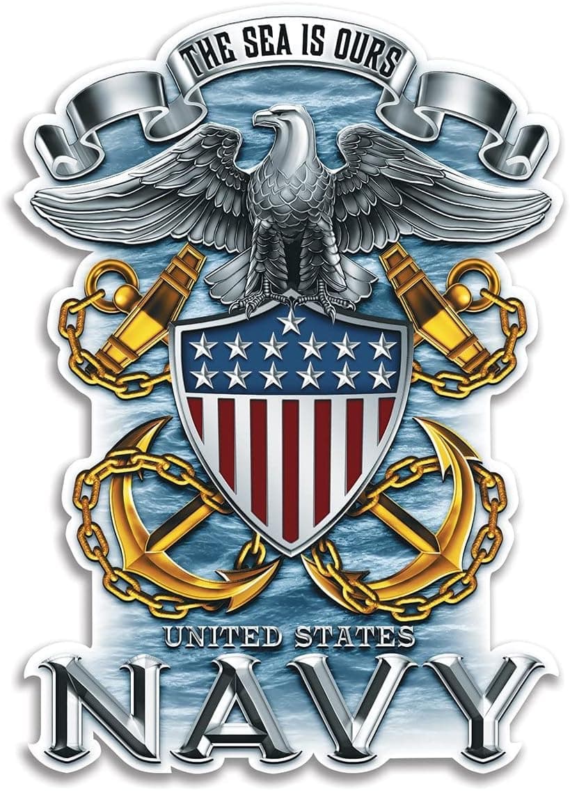 Collectible Navy Decals, Share Your Appreciation and Support with Our Vinyl Navy Full Print Eagle Stickers for Your Home, Car, Cases and More, Souvenir Gifts for Navy Sailors (12in)