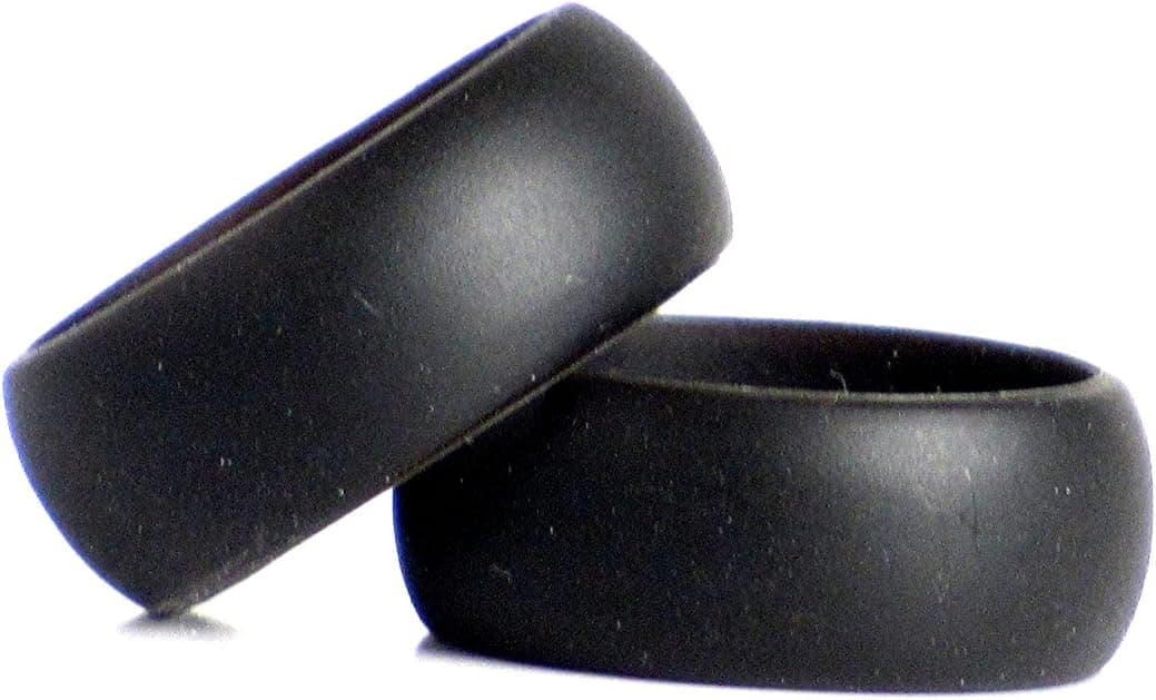 Men's Black Silicone Wedding Band - Gym & Work Ring! Sizes 8-16, 1 Pack!