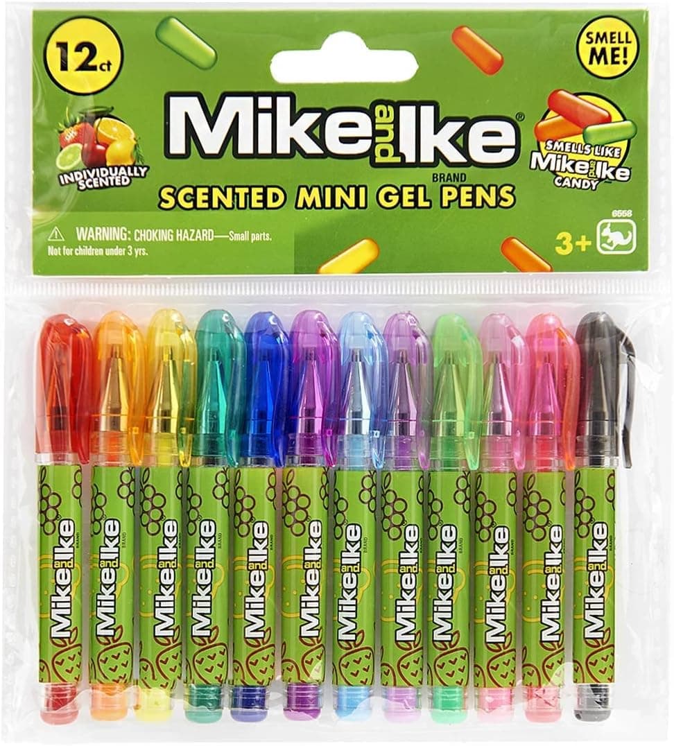 Mike and Ike - Scented Mini Gel Pens, Sweet Smelling Back to School Kids Pens, Childrens Rainbow Pens, Colorful Gel Pens, Writing Drawing Fun Pens Grip Gift 12 Ct