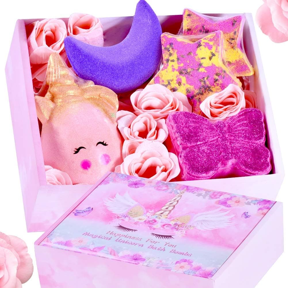 Unicorn Bath Bomb Gift Set - Handmade All Natural Essential Oil and Organic Bath Bomb, Perfect for Bubble & Spa Bath, Best Gift Idea for Family Friends Teen Gifts
