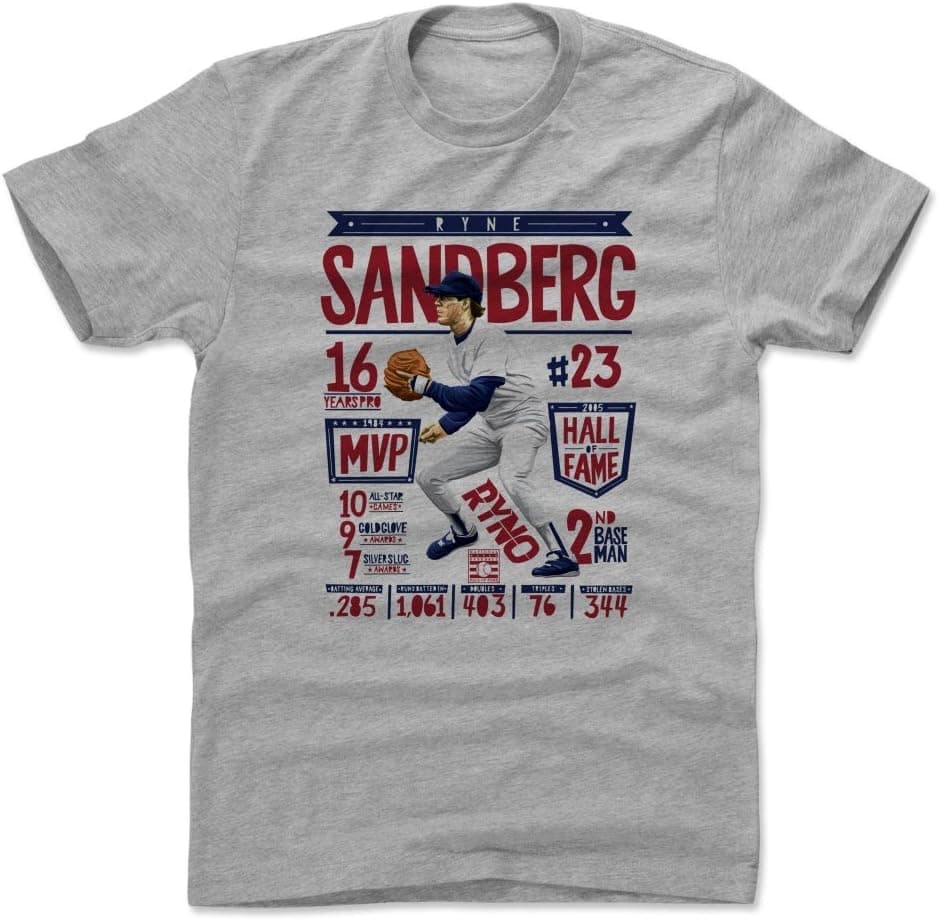500 LEVEL Ryne Sandberg Shirt - Vintage Chicago Baseball Men's Apparel - Ryne Sandberg Stats