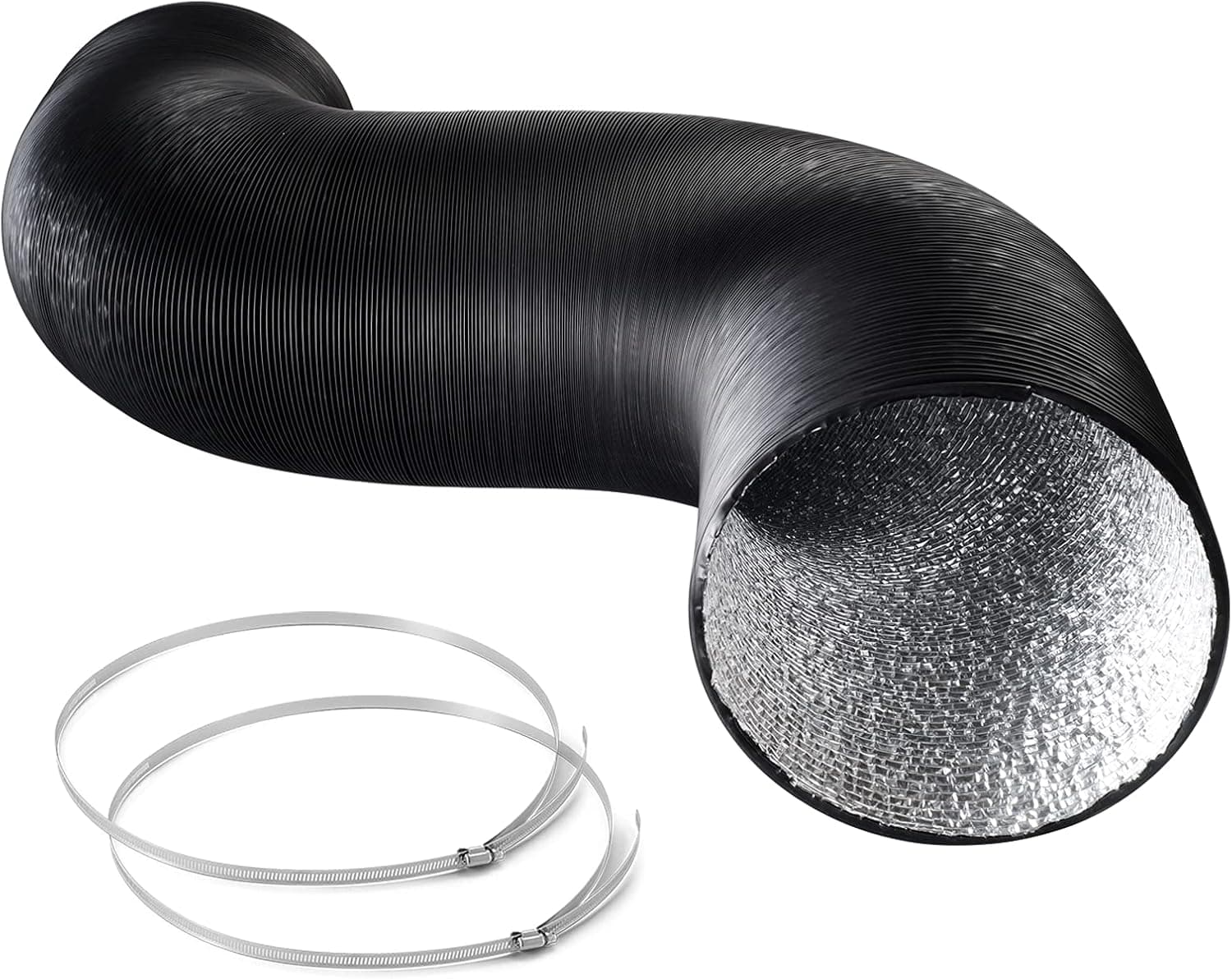 TOPMIUM Flexible 4 inch Aluminum Tube, Heavy Duty Four Layer Protection, 10 feet Long, for Heating, Cooling, Ventilation and Exhaust