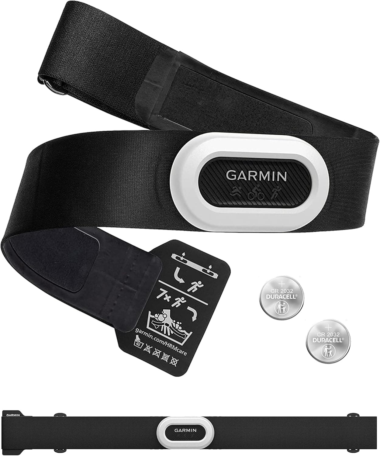 Garmin HRM-Pro Plus Heart Rate Monitor - Chest Strap Band for Vertical Oscillation, Stride Length, Calories, & More - Wearable Step Counter & All-Day Activity Tracker - Bundle with CR2032 Battery