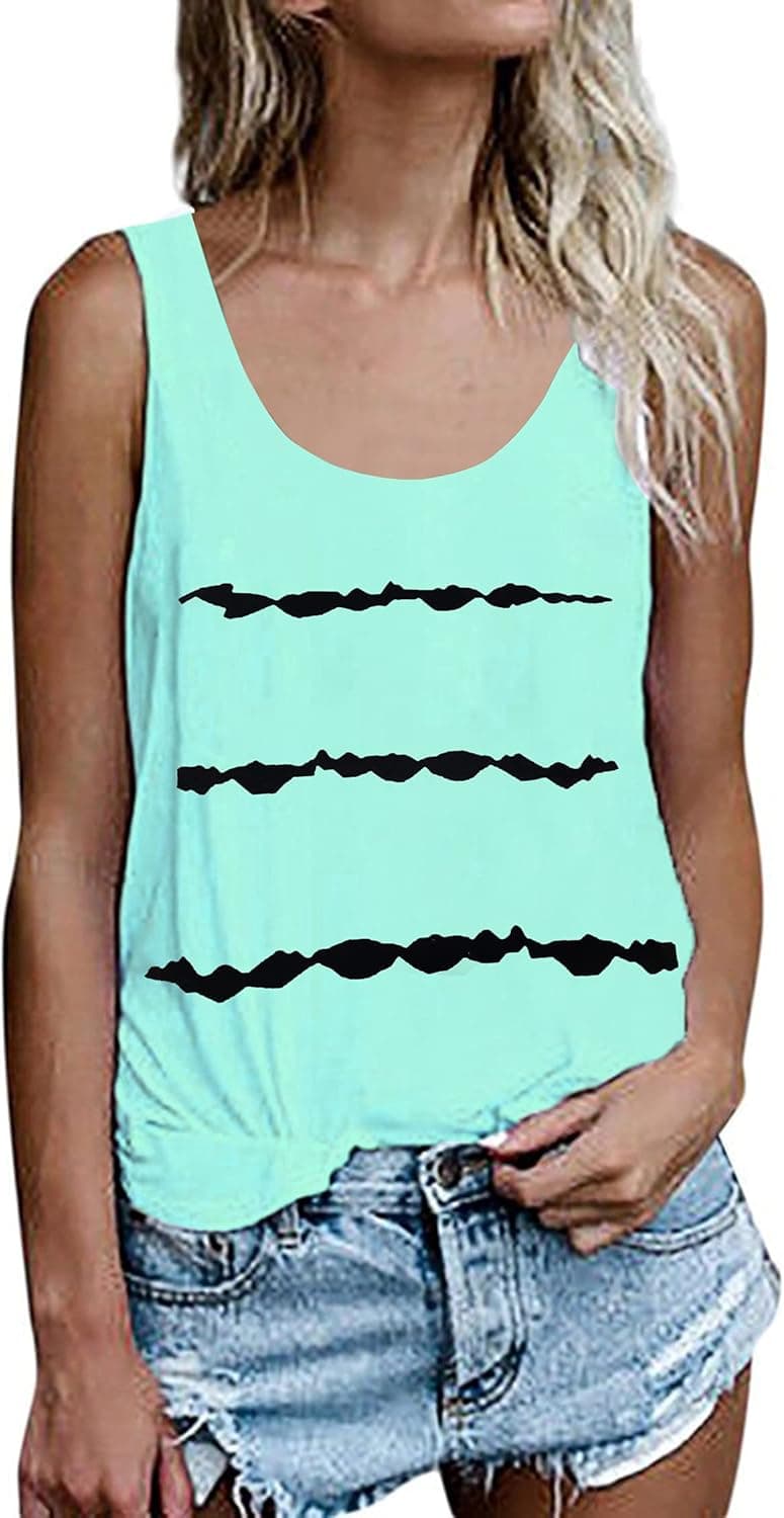 OMSJ Women Shirts Sleeveless Summer Tunic Loose Fit Tank Tops
