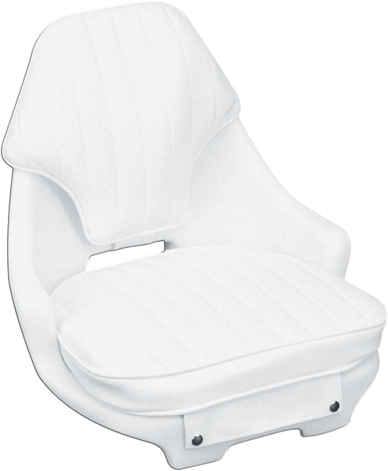 Moeller Heavy Duty Narrow Boat Helm Seat, Cushion, and Mounting Plate Set (24.5" x 19.5" x 17", White)