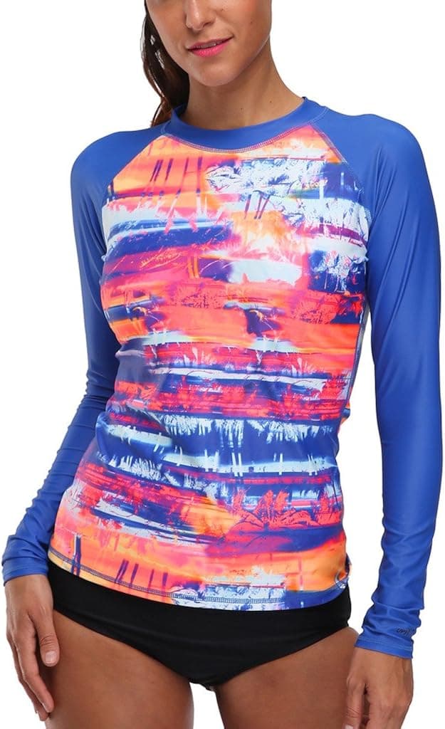 CharmLeaks Womens athletic tops athletic top athletic shirt rash guard swimwear, XX-Large, Royal
