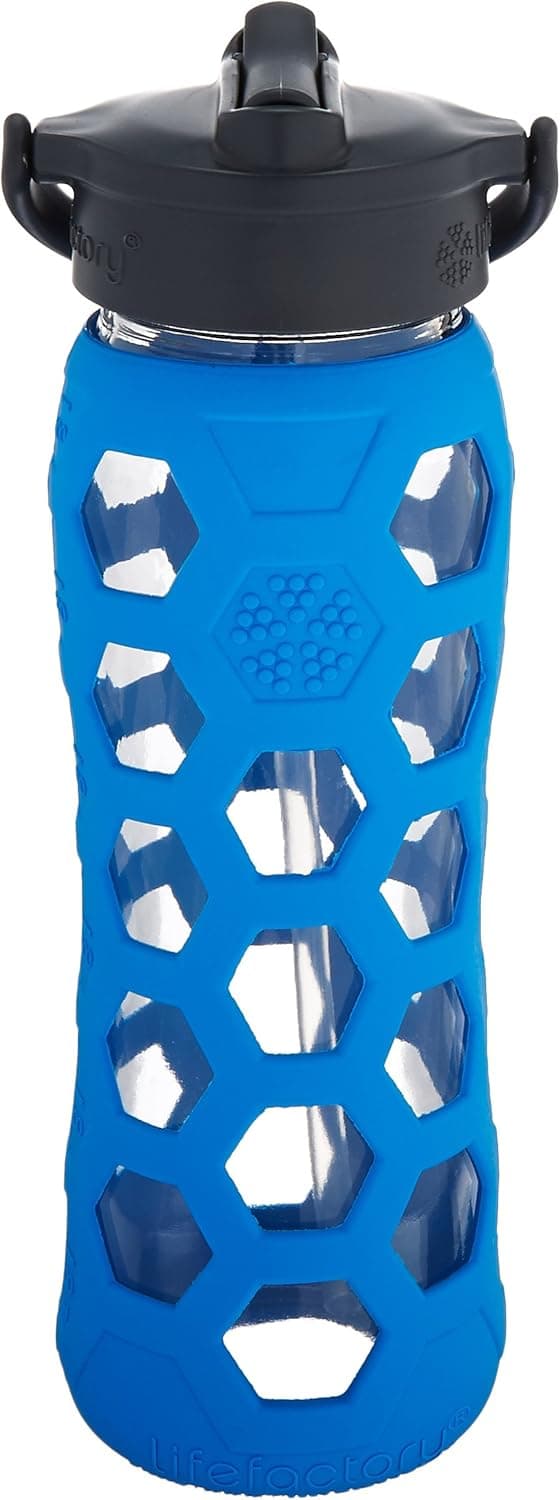 Lifefactory 22 Ounce Glass Bottle with Straw Cap and Silicone Sleeve