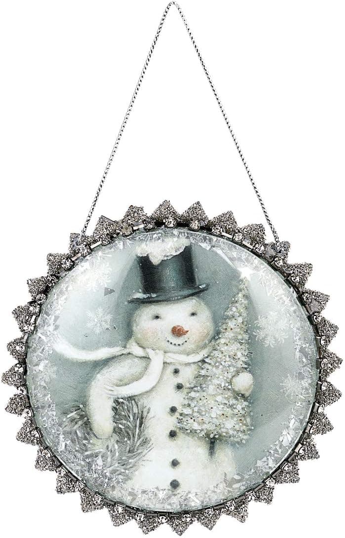 DEMDACO Snowman Dome Silver Tone 5 x 5 Glass Christmas Decorative Hanging Ornament