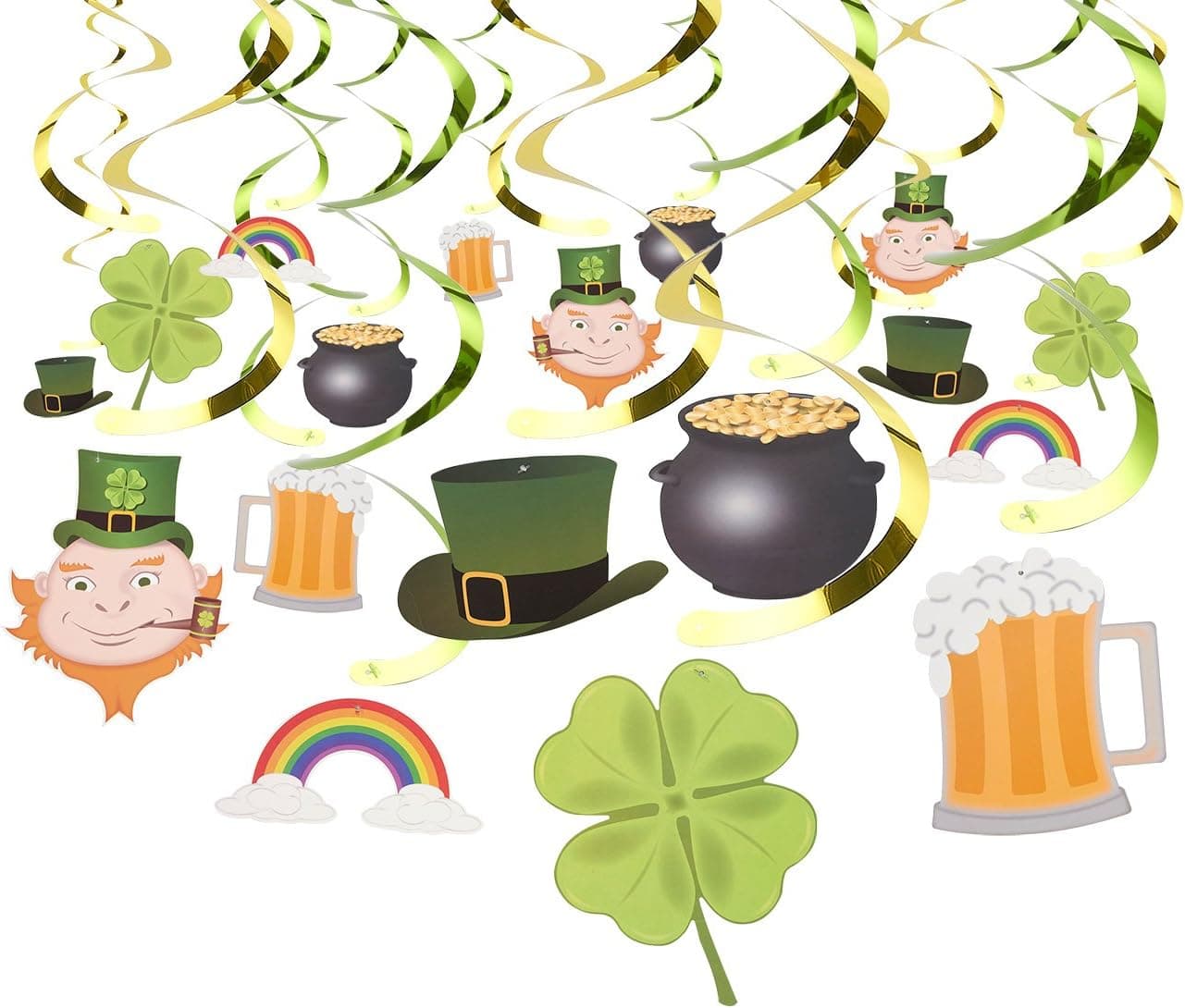 St. Patrick’s Day Hanging Swirl Decorations (36 in, 30 Pack)