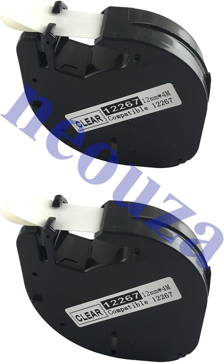 2PK Compatible Dymo LetraTag 12267 16952 16592 16951 S0721530 Black on Clear Plastic Label Tape Cassette 12mm x 4m