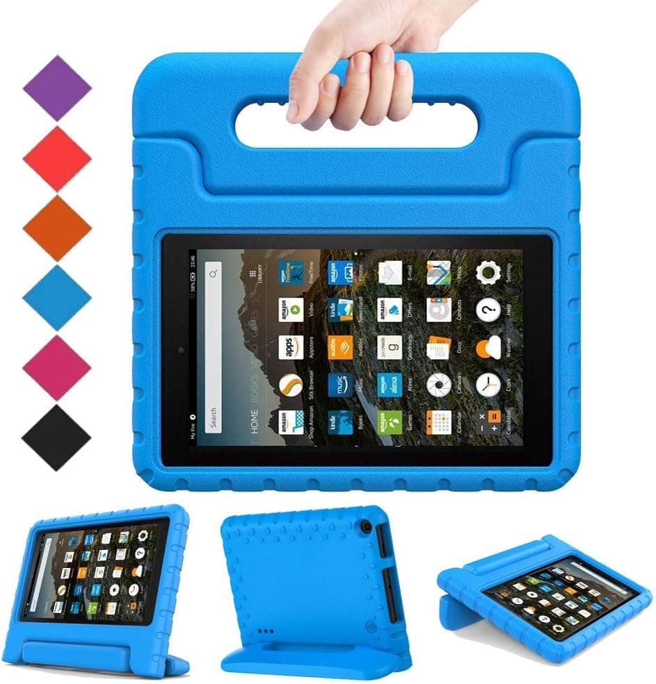 BMOUO Kids Case for Amazon All New Fire 7 2019 (9th Generation, 2019 Release) - Light Weight Shock Proof Convertible Handle Stand Kids Case for Fire 7 Tablet (9th Gen, 2019 Release), Blue