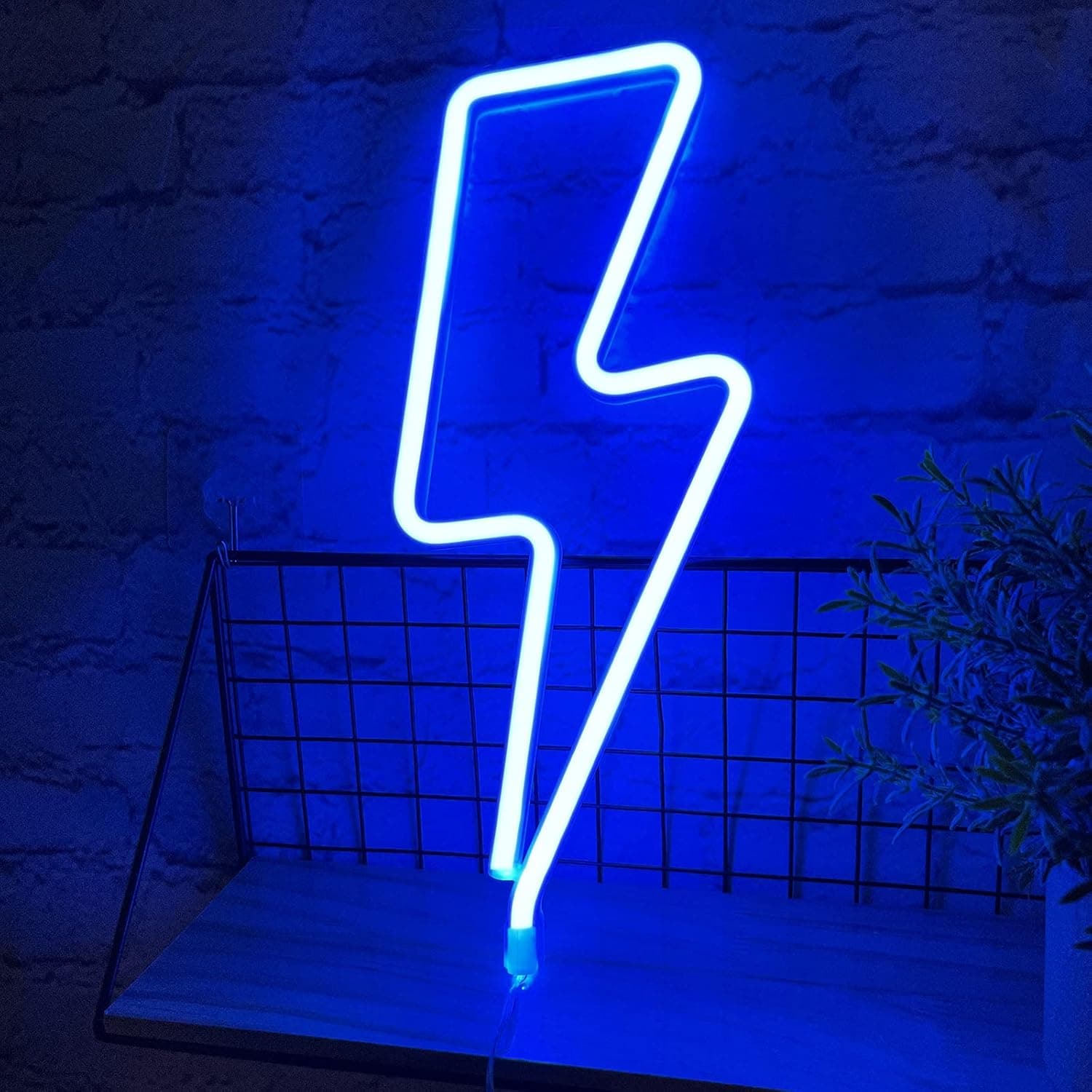 TURNMEON Neon Lights Signs for Wall Decor Lightning Bolt Light Room Decorations USB or Battery Neon Wall Signs for School Dometory Bedroom Living Room Bar Birthday Party Indoor Decorations (Blue)
