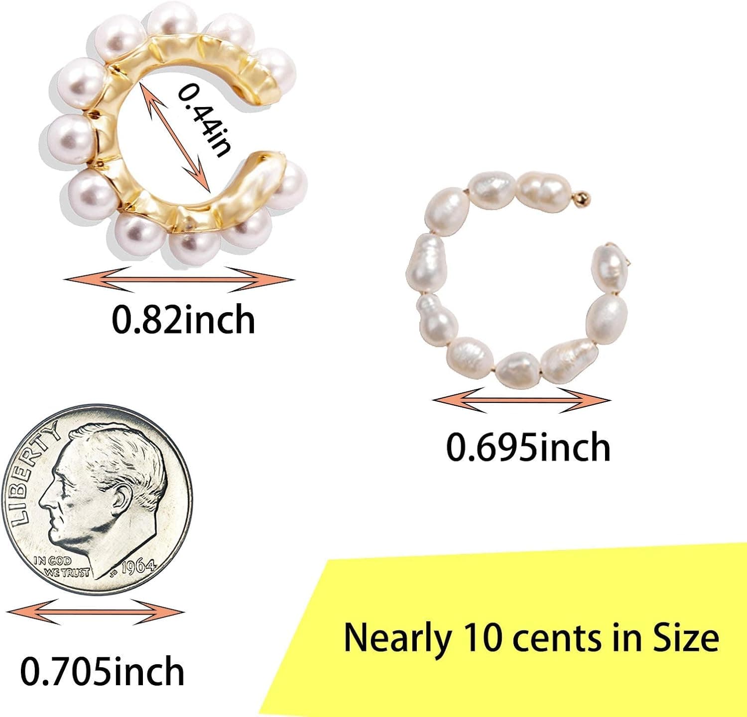 Moepapa Pearl Hoop Earrings Ear Cuff no piercing 2pacs Set