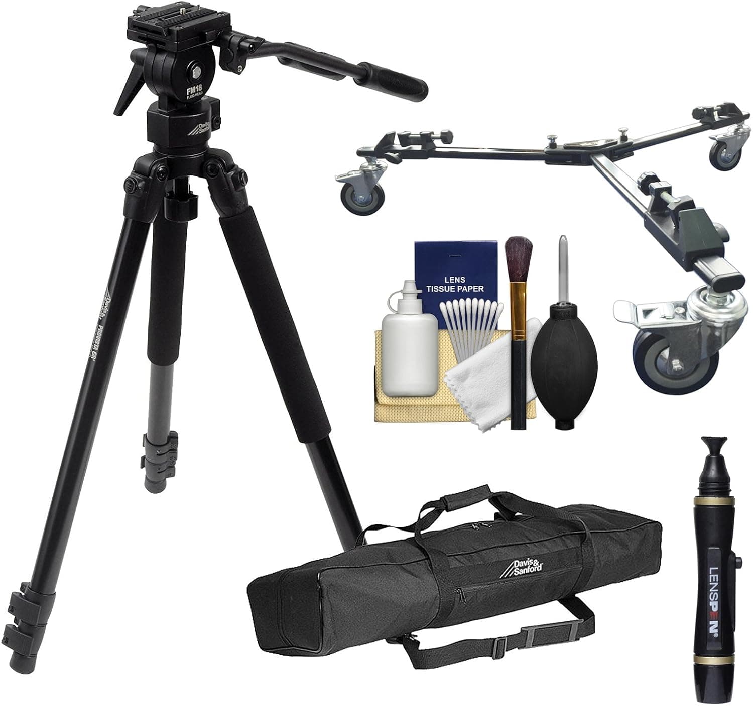 Davis & Sanford 64" ProVista Grounder GR Professional Video Tripod with FM18 Head & Case + Dolly + Accessory Kit