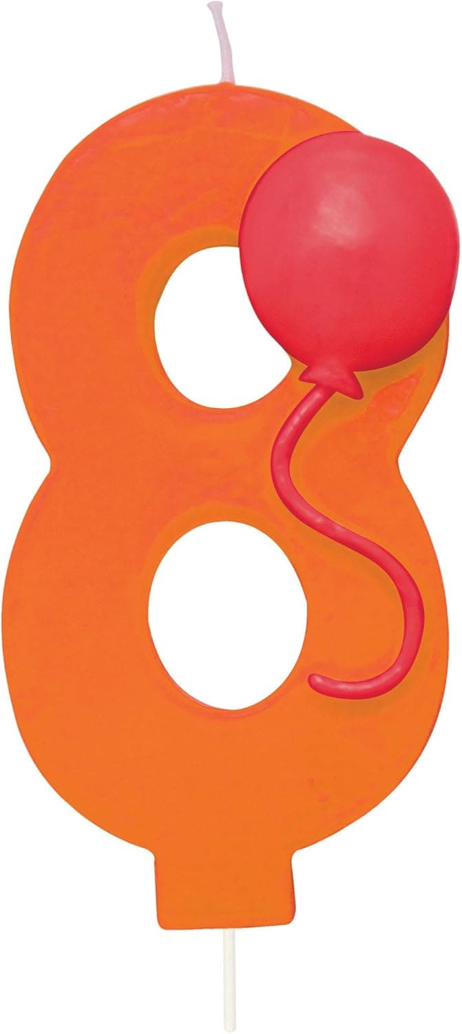 Creative Converting Numerical Balloon Candle, 3", Orange