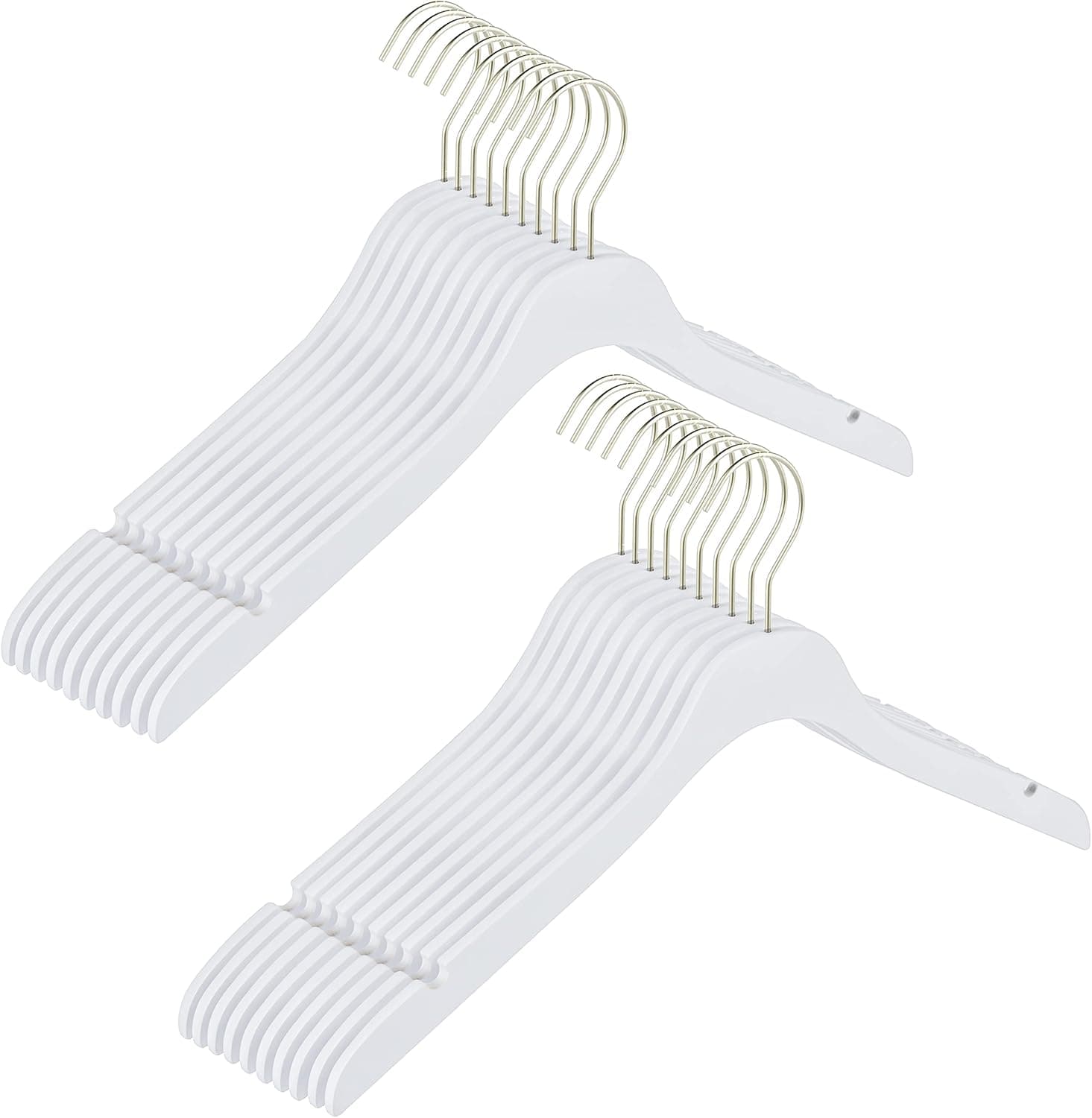Luxury Ultra Thin 20 Space Saving Wooden Clothes Hanger, 360 Degree Rotating Hook, Best for Shirts, Blouses, Pant, Dress, Hangers White (White - Shirt/Blouse, 20)