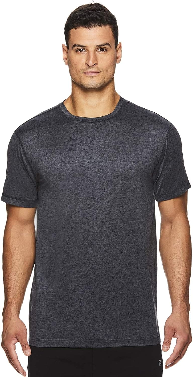 Gaiam Men's Everyday Basic Crew Neck T Shirt - Short Sleeve Yoga & Workout Top - Everyday Ebony Heather, X-Large