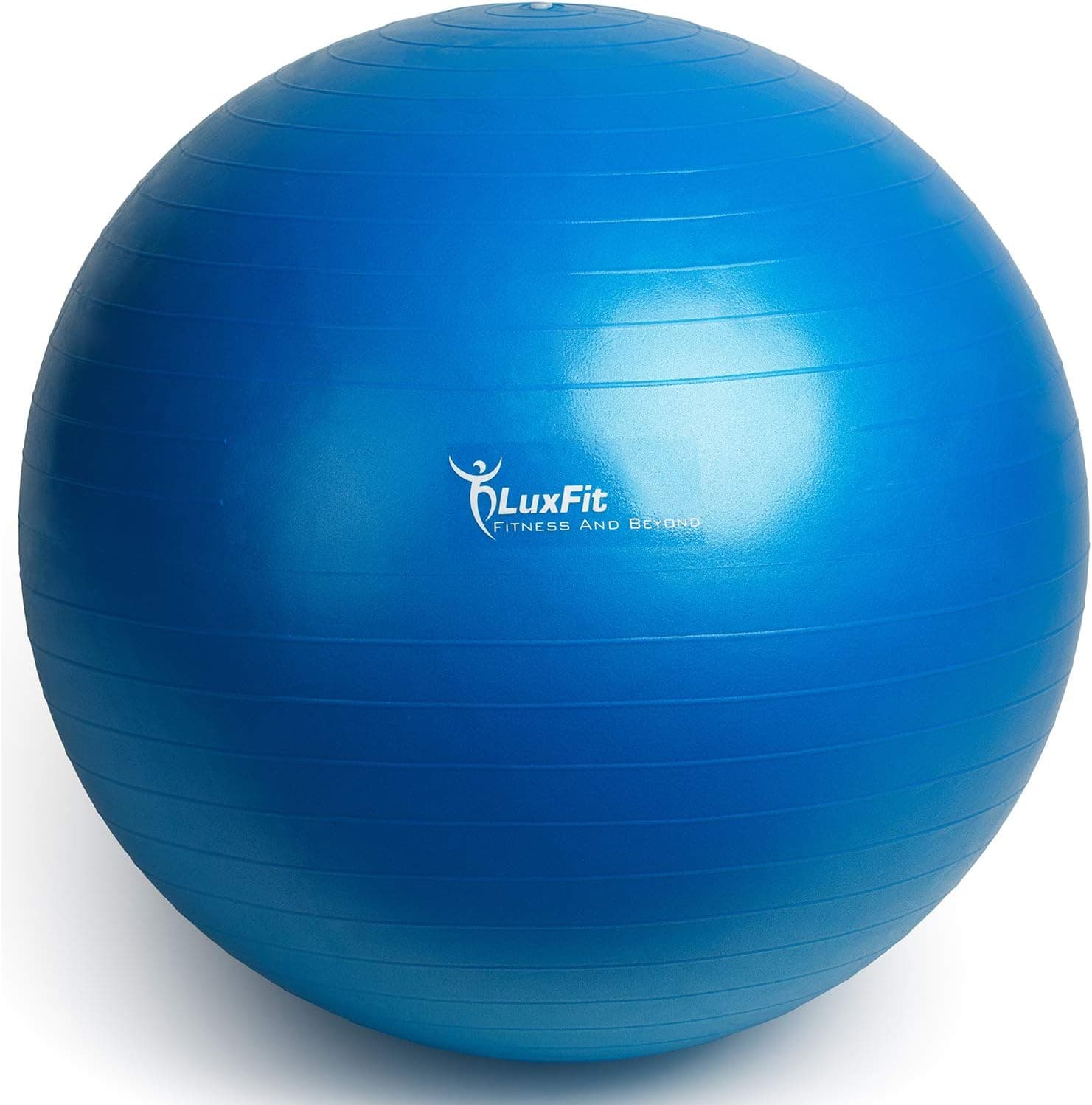 LuxFit Exercise Ball, Premium Extra Thick Yoga Ball '2 Year Warranty' - Swiss Ball Includes Foot Pump. Anti-Burst - Slip Resistant! 45cm, 55cm, 65cm, 75cm, 85cm Size Fitness Balls