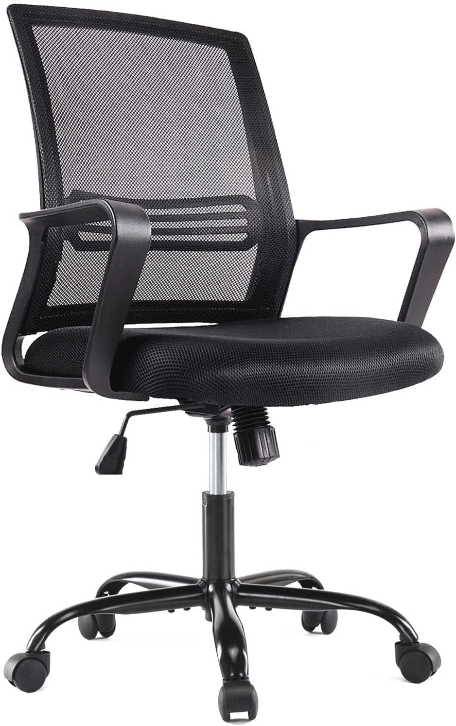 Office Chair Desk Chair Home Office Computer Chair with Wheels Mesh Office Chair with Lumbar Support, Mid Back Ergonomic Office Desk Chair with Armrests Adjustable Work Chairs, Black